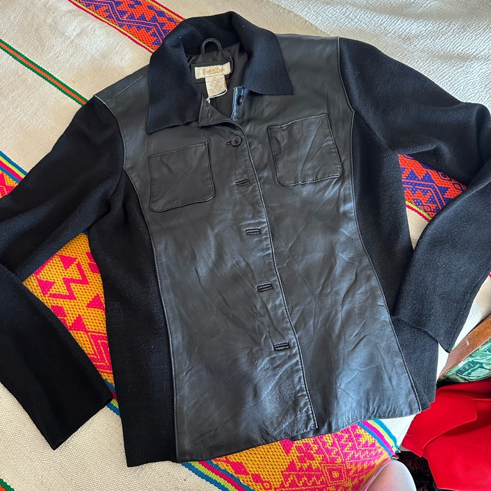 Peck & Peck Black Leather Jacket